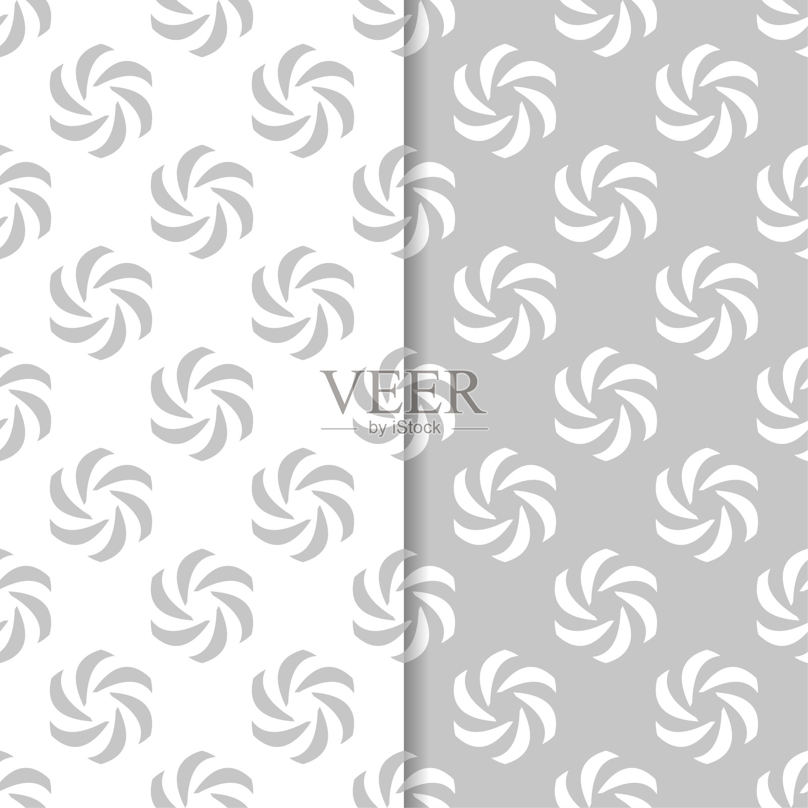 花卉无缝模式。一套浅灰色的垂直墙纸背景插画图片素材