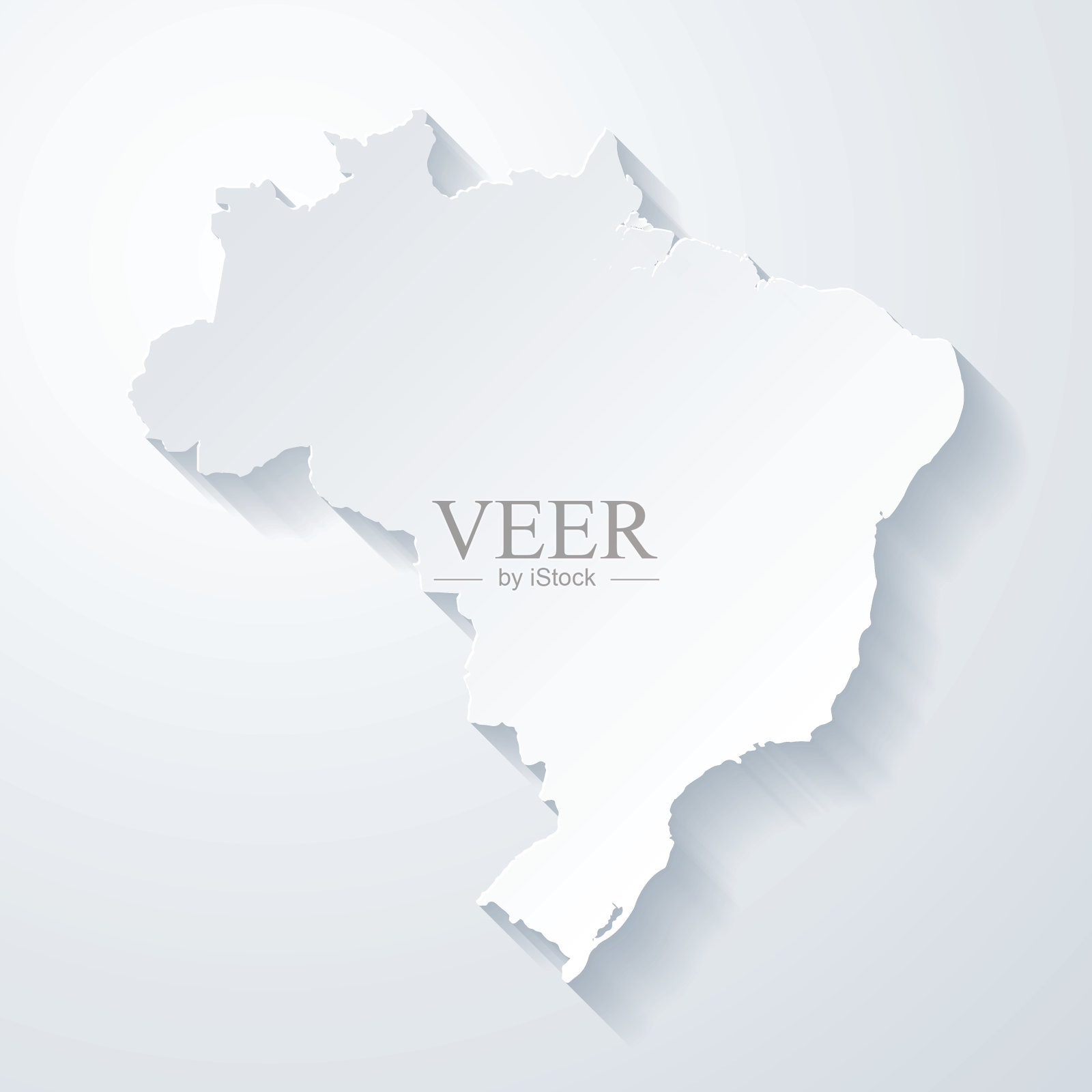 空白背景上剪纸效果的巴西地图插画图片素材