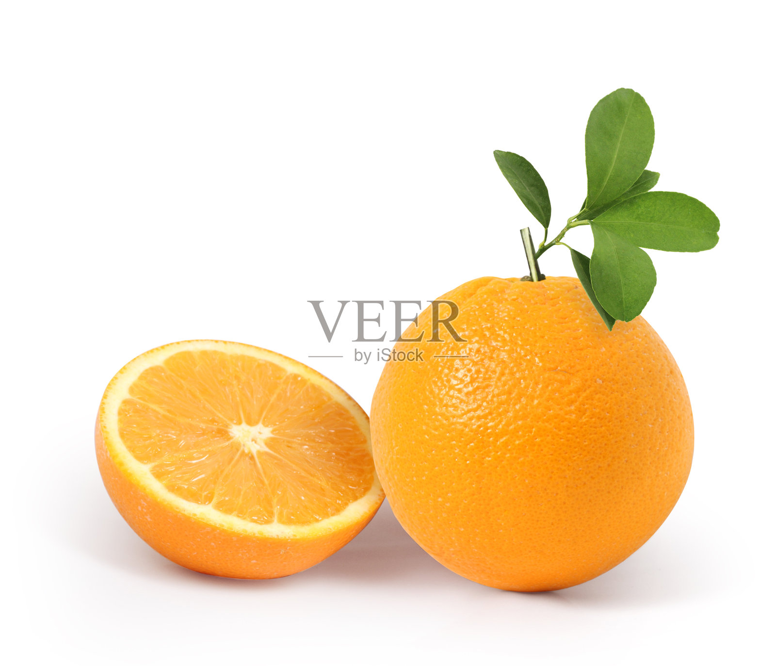 果橙子，叶分离照片摄影图片