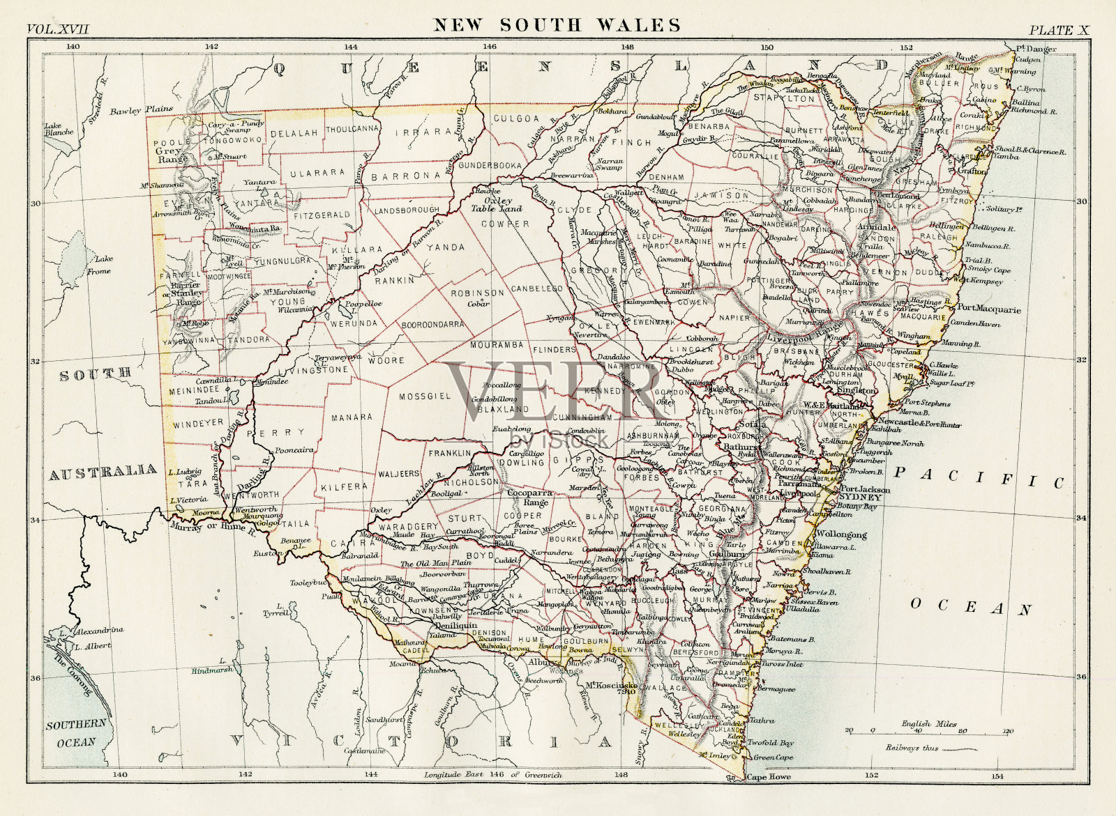 新南威尔士地图1884年插画图片素材