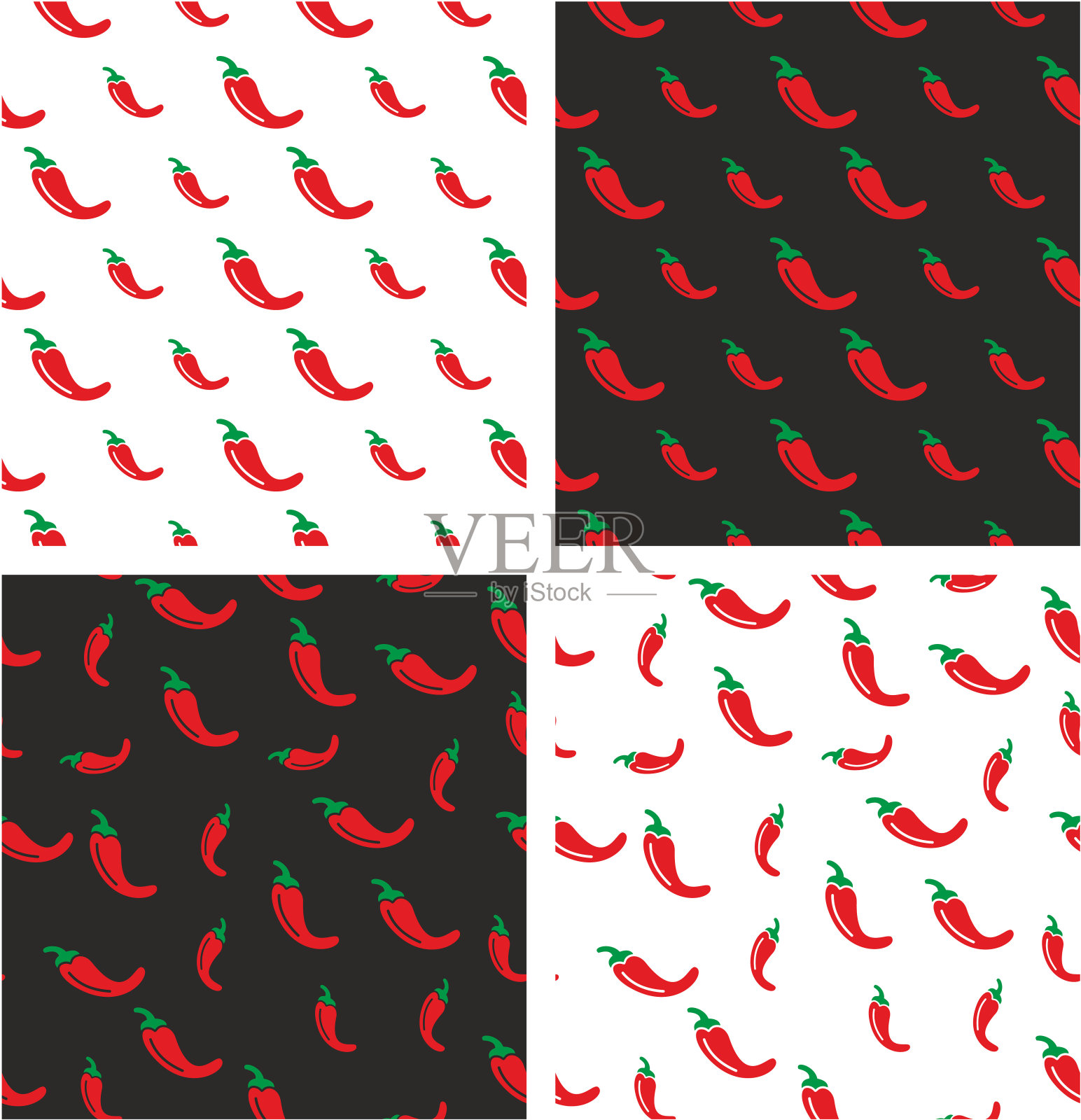 辣椒辣椒大&小对齐&随机无缝模式颜色设置插画图片素材