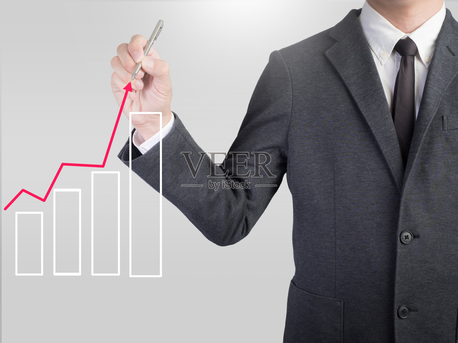 商人确认项目。在白色背景上构思业务。照片摄影图片