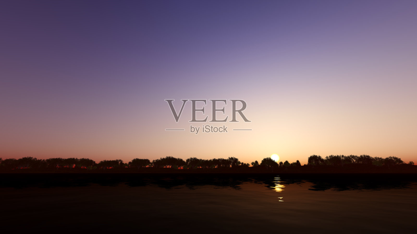 日落上的河流3D渲染照片摄影图片