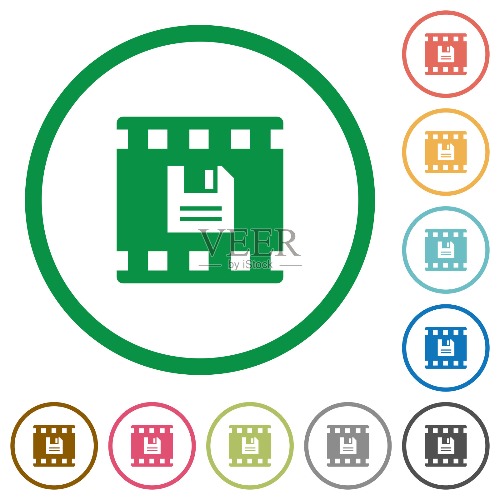 保存带有轮廓的扁平图标图标素材