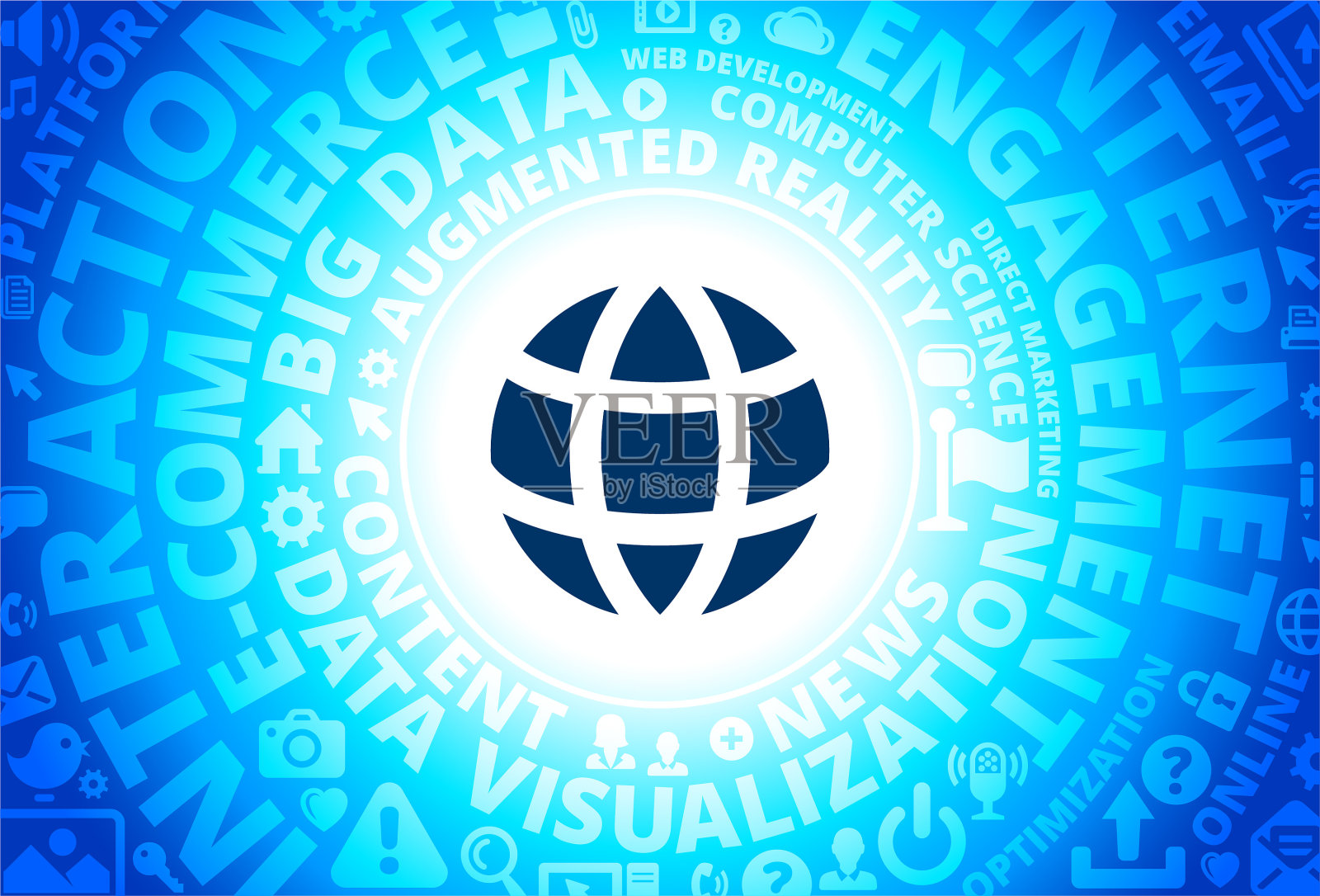 全球图标互联网现代技术词汇背景插画图片素材