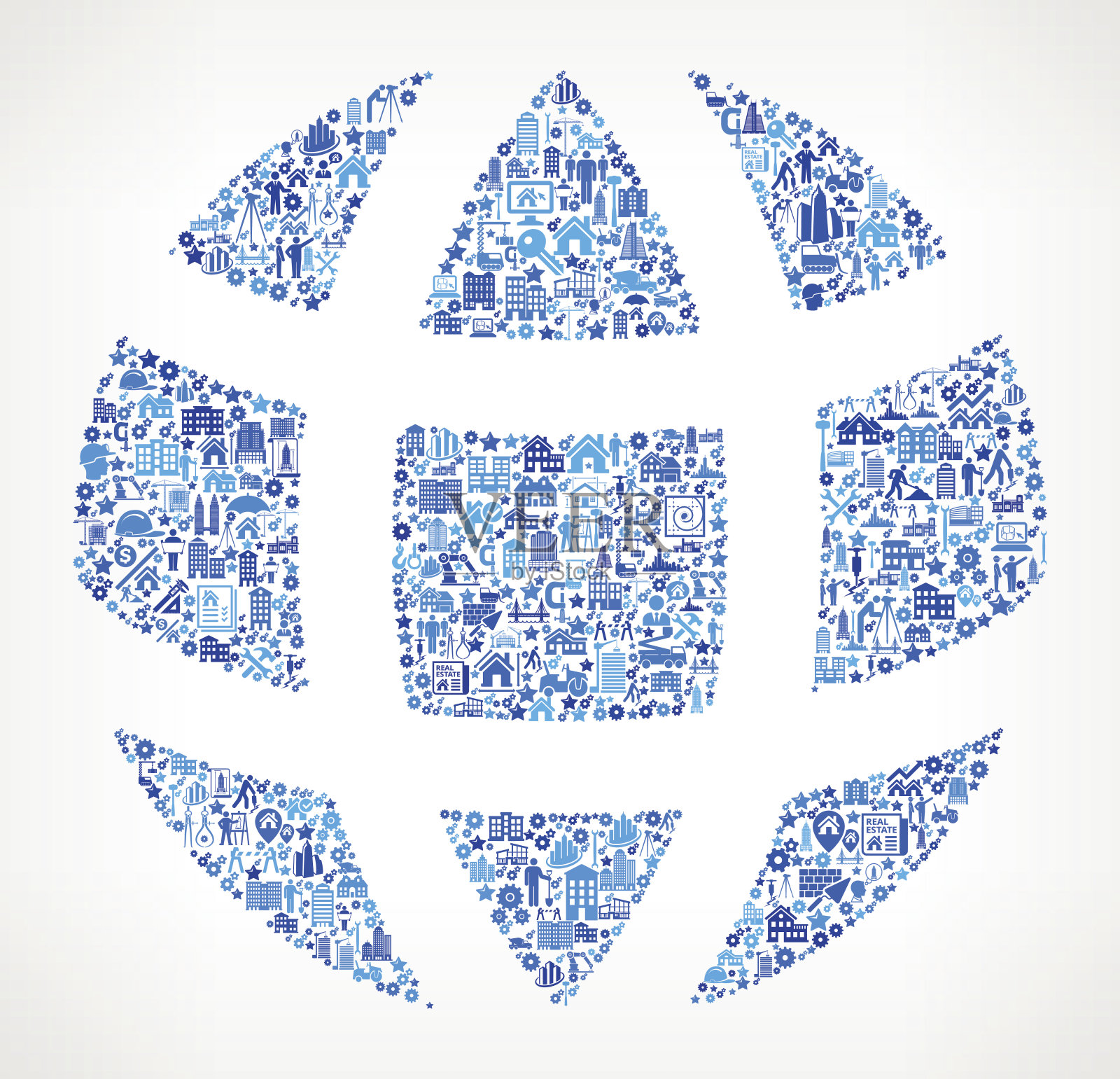 全球建筑行业矢量图标模式插画图片素材