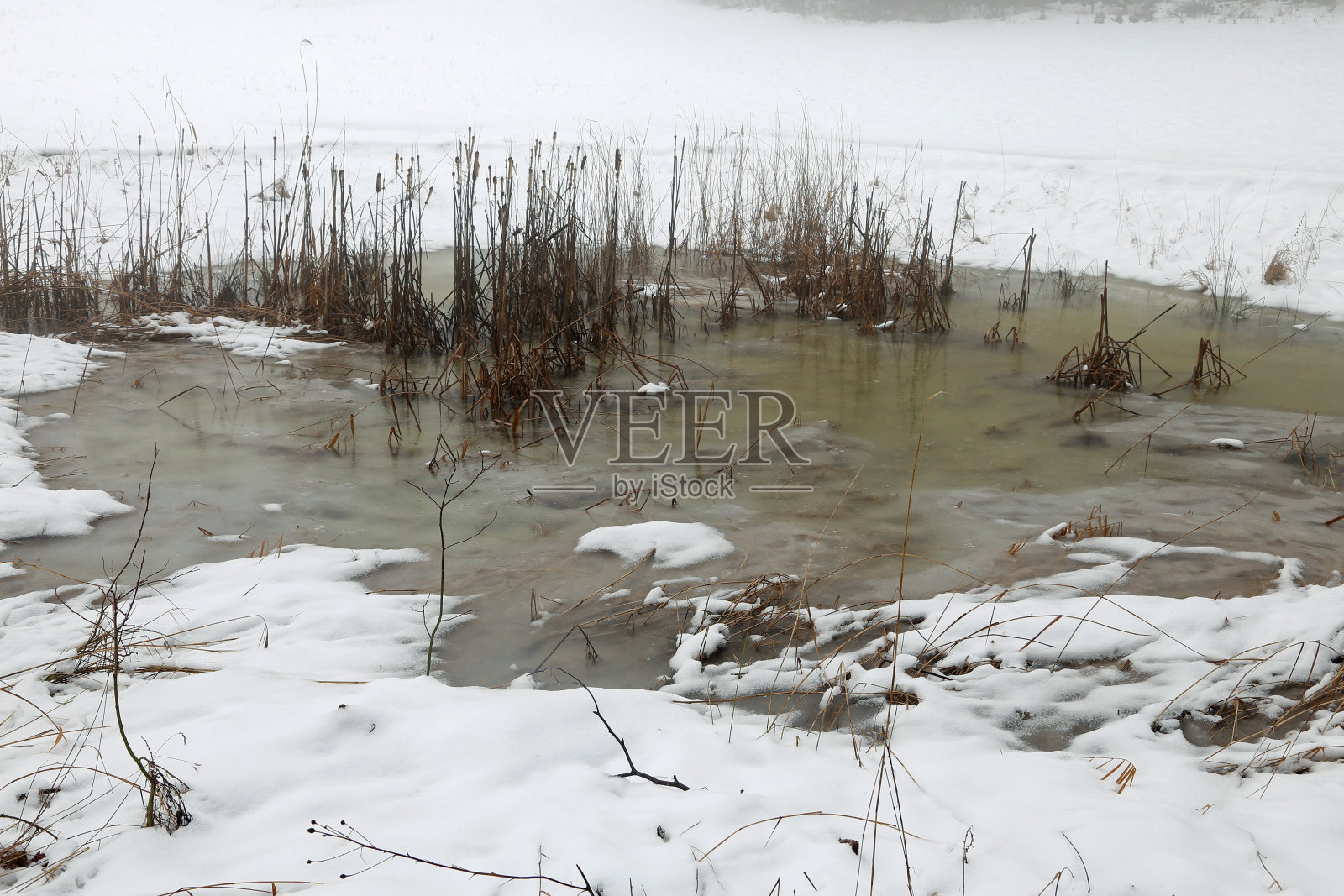 冬天冰雪覆盖的山湖照片摄影图片