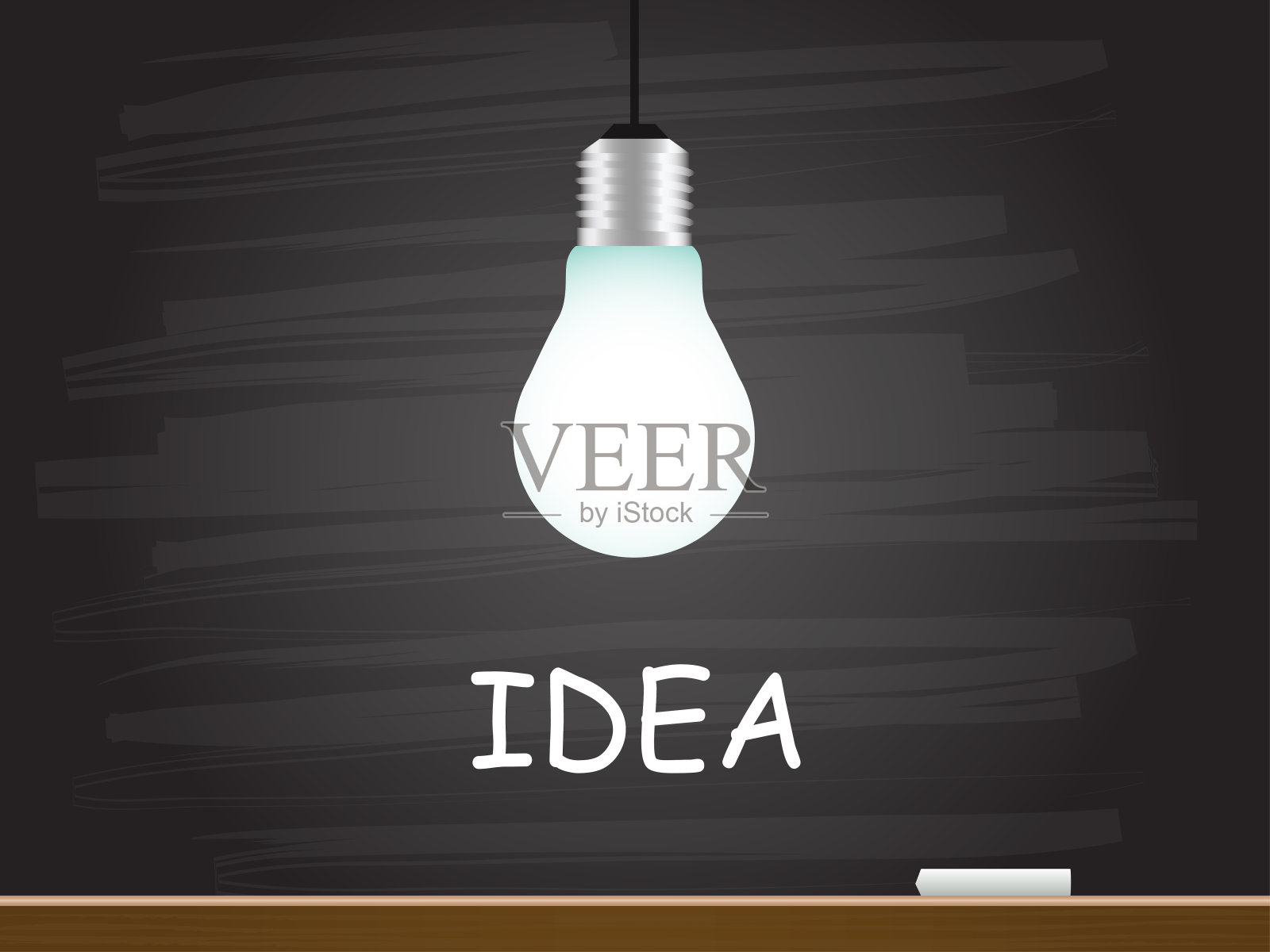 灯泡和黑板上有创意的字。插画图片素材