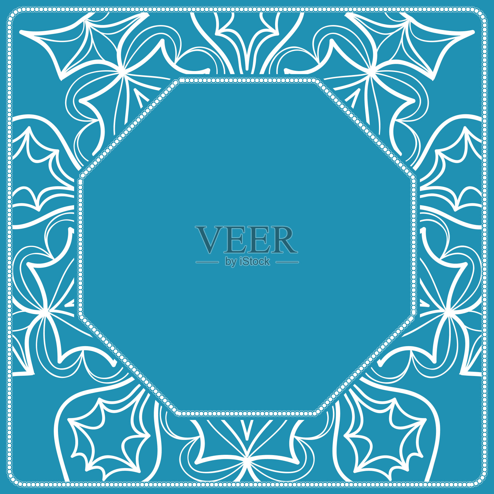 从花边图案的桌布设计。蓝色,银色。矢量图插画图片素材