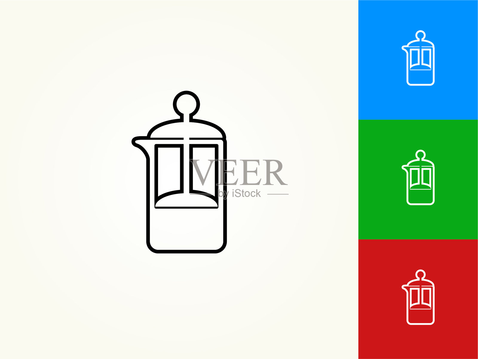 咖啡机黑色描边线性图标插画图片素材