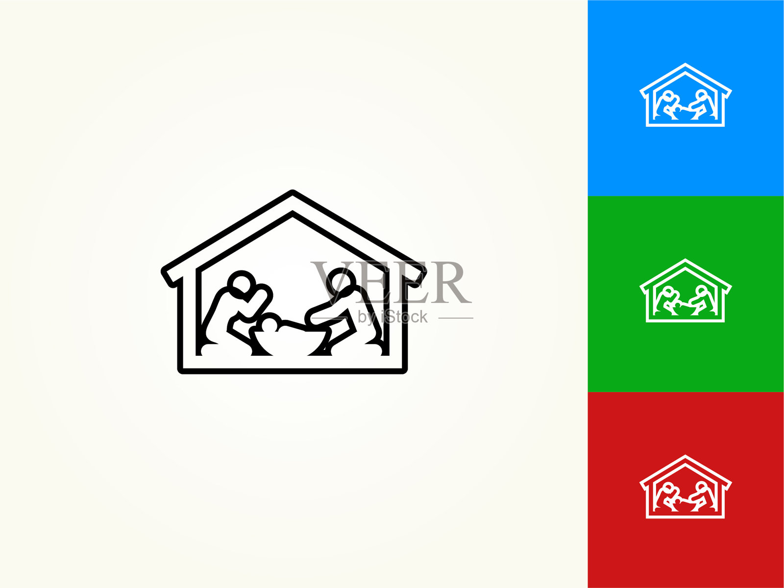 耶稣的诞生黑色笔画线性图标插画图片素材