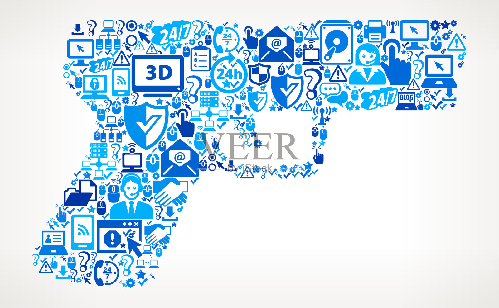 枪支技术支持矢量图标模式设计元素图片