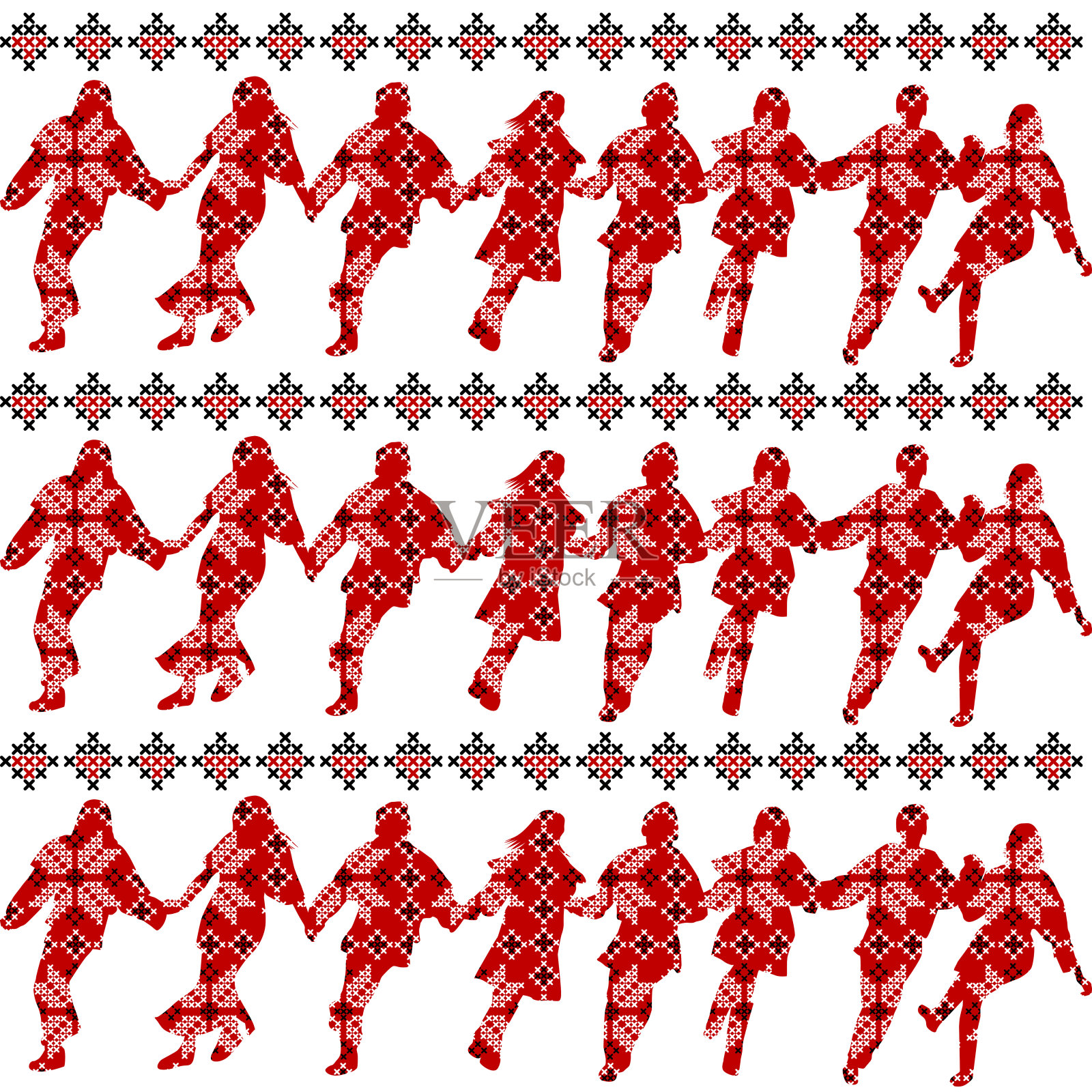 民族装饰图案与舞者插画图片素材