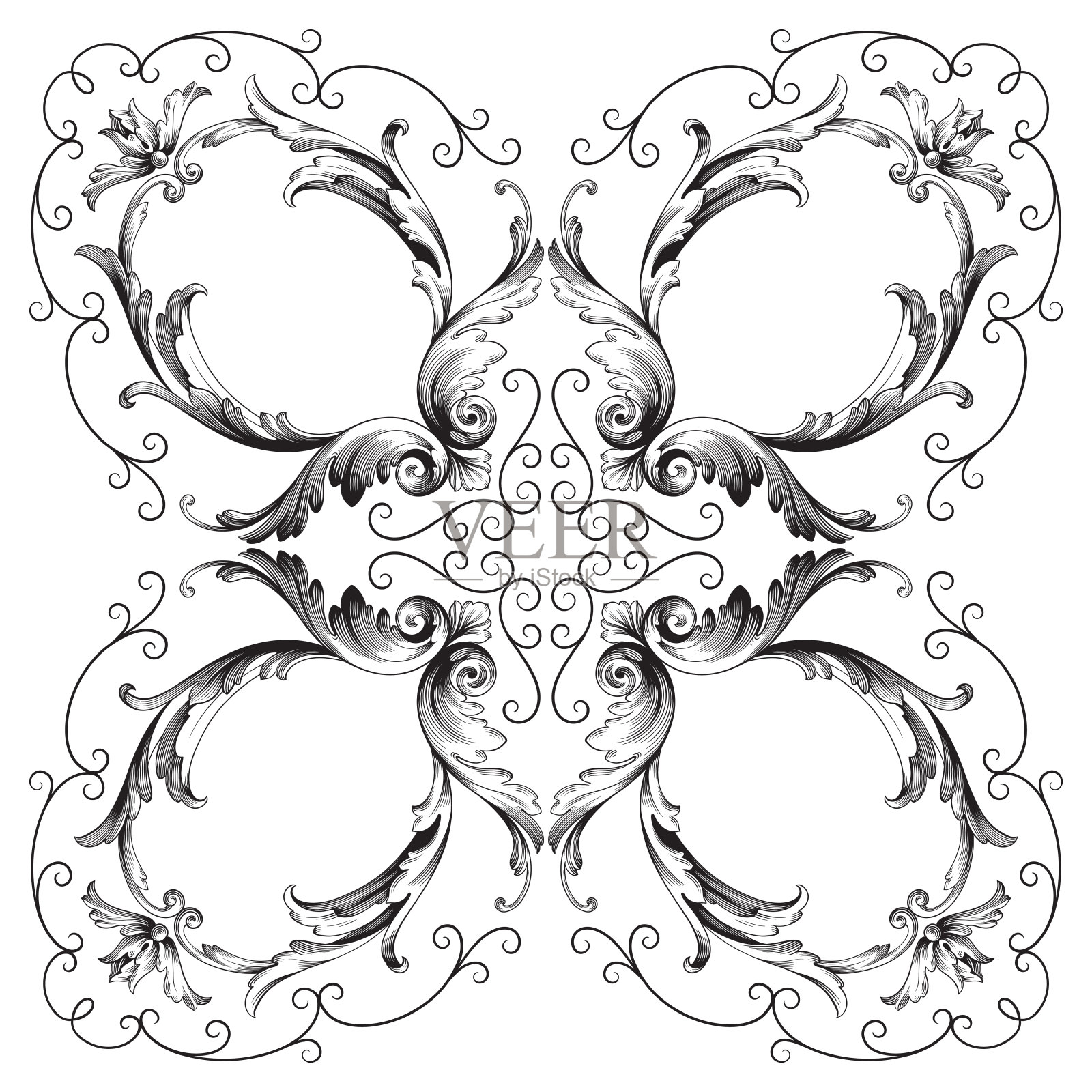 古典巴洛克式装饰向量插画图片素材