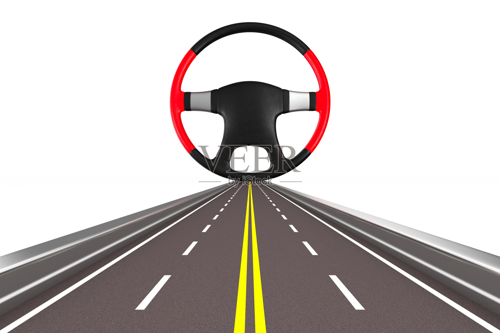 方向盘上的白色背景。孤立的3 d演示照片摄影图片