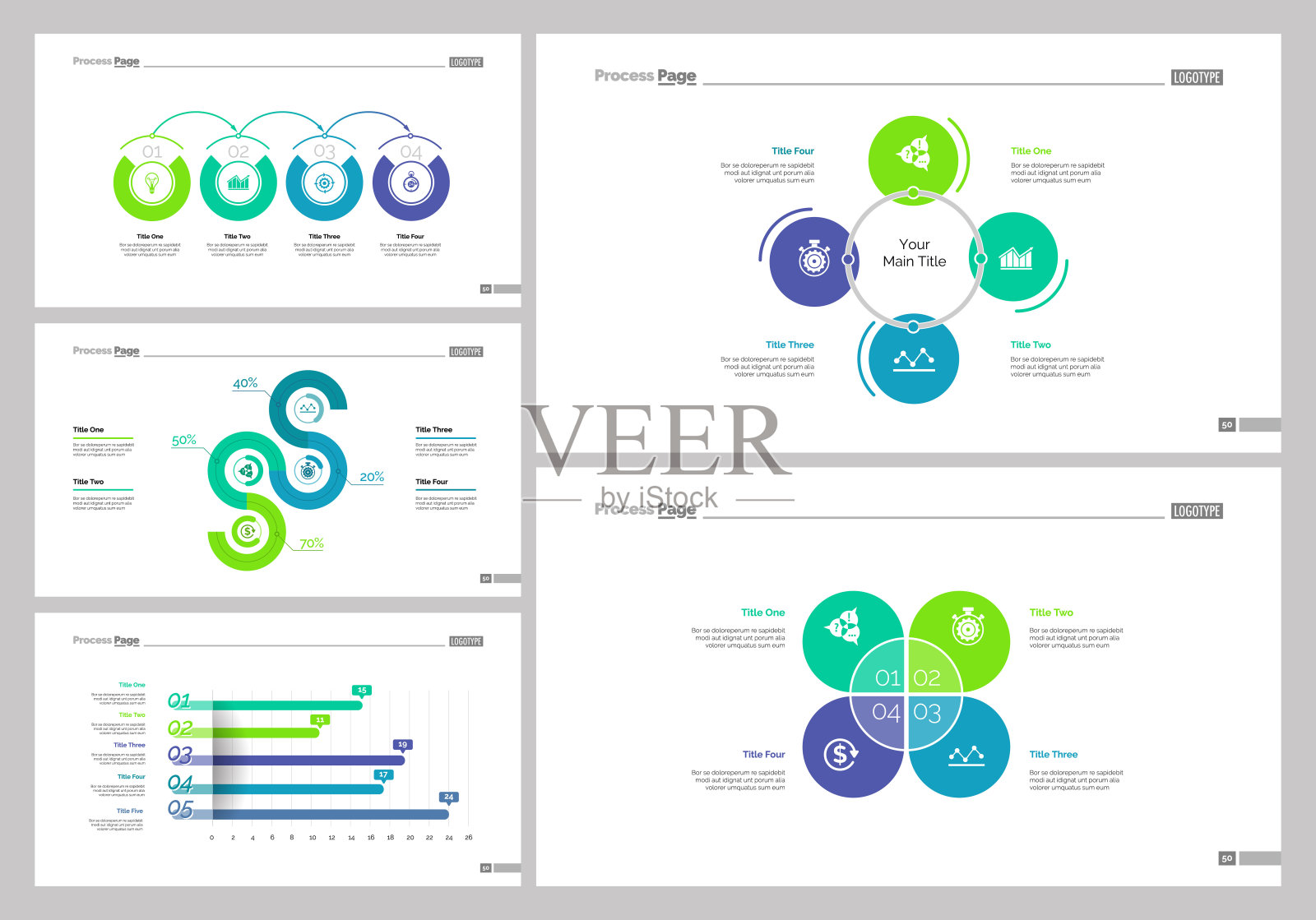 五幻灯片模板集管理插画图片素材