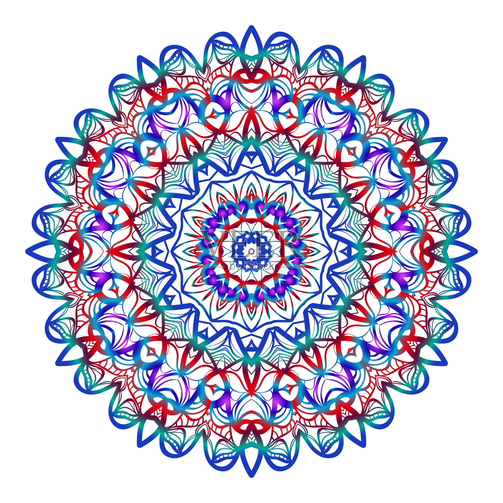 神秘的花曼荼罗。矢量插图。贺卡，请柬，纹身，水疗标志的设计插画图片素材