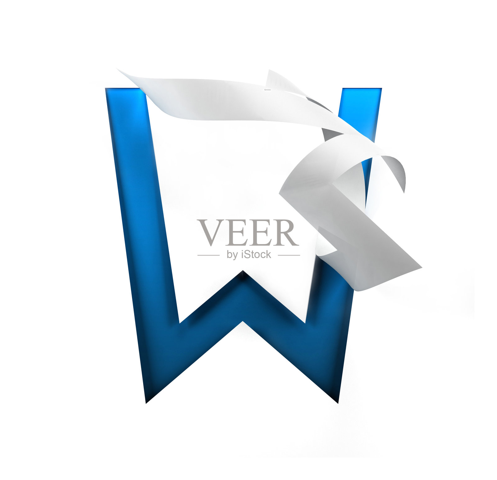 卷曲纸字体在剪出背景。字母W照片摄影图片