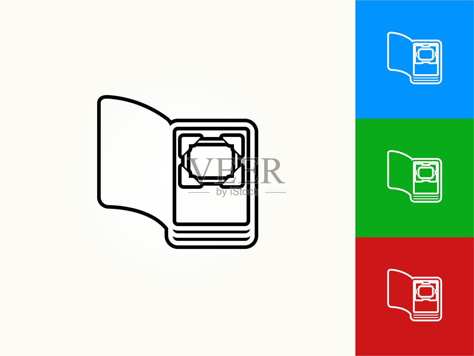 打开相册黑色描边线性图标插画图片素材