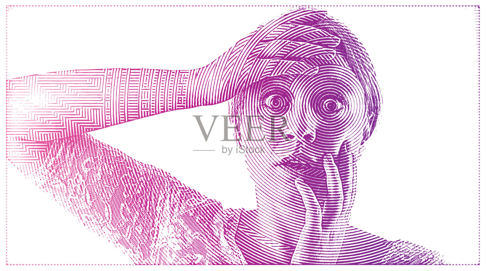 满脸震惊的女人插画图片素材