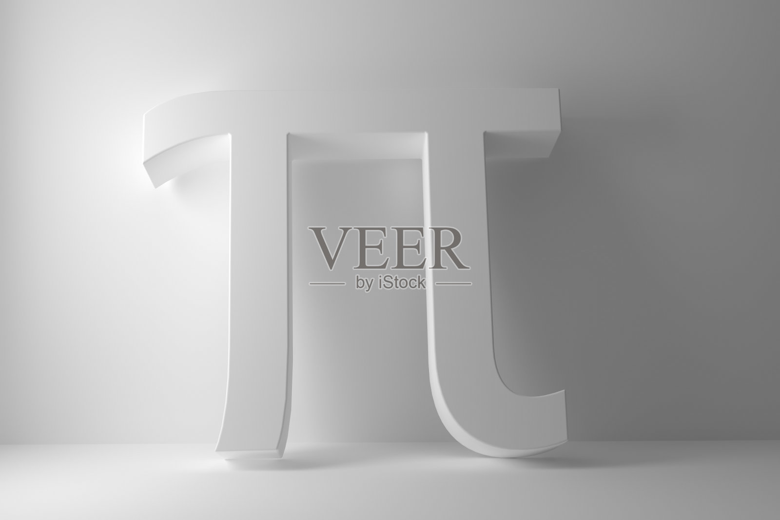 3d渲染圆周率符号靠近窗户室内隔离在白色背景。照片摄影图片