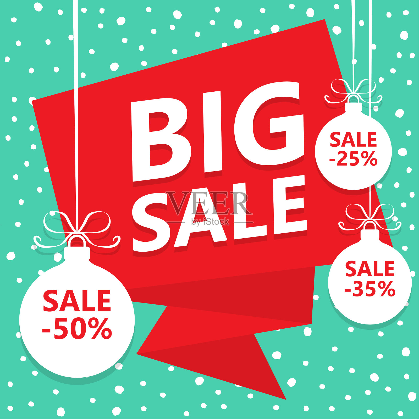 大圣诞销售。冬季销售海报设计元素图片