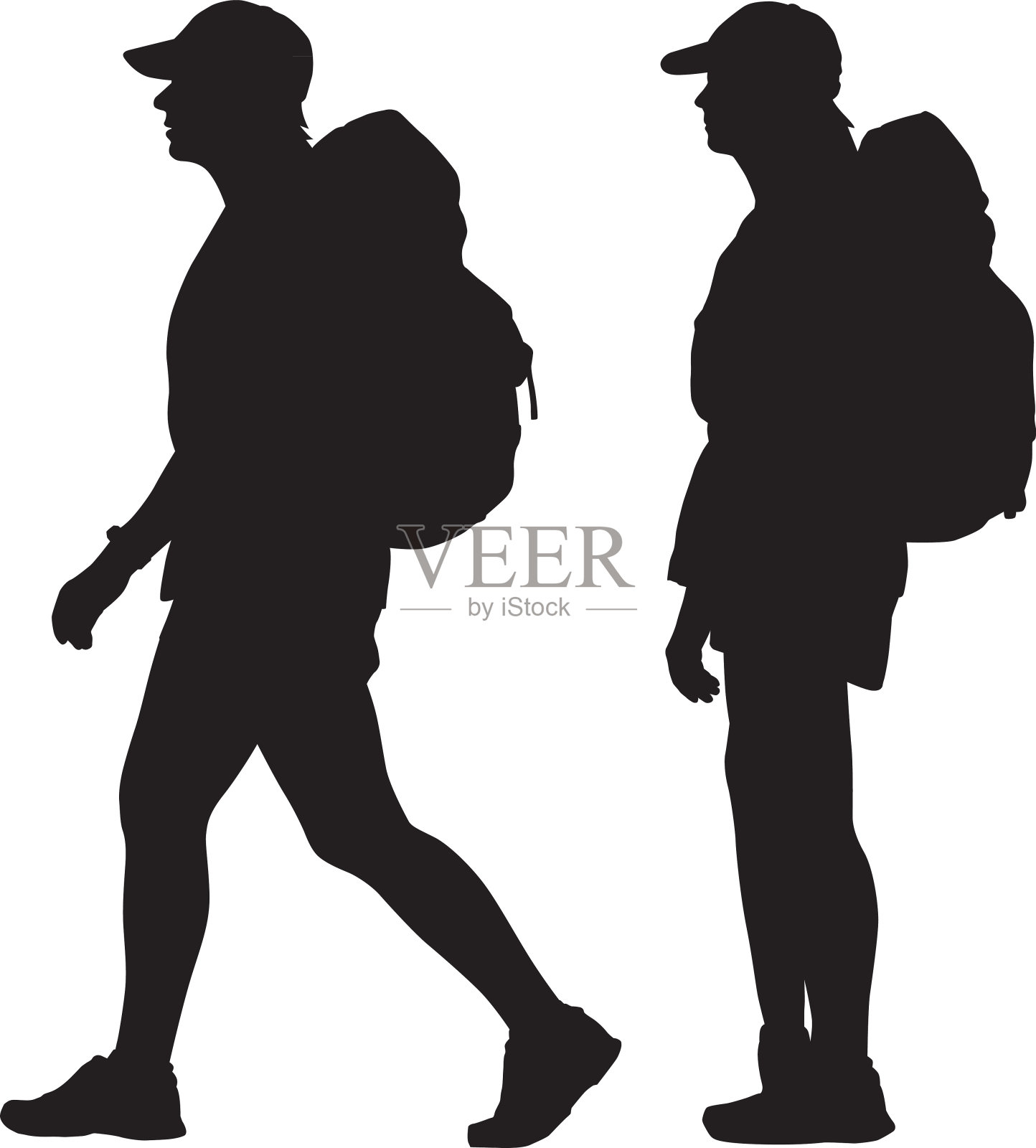 女人徒步旅行者ilhouettes设计元素图片