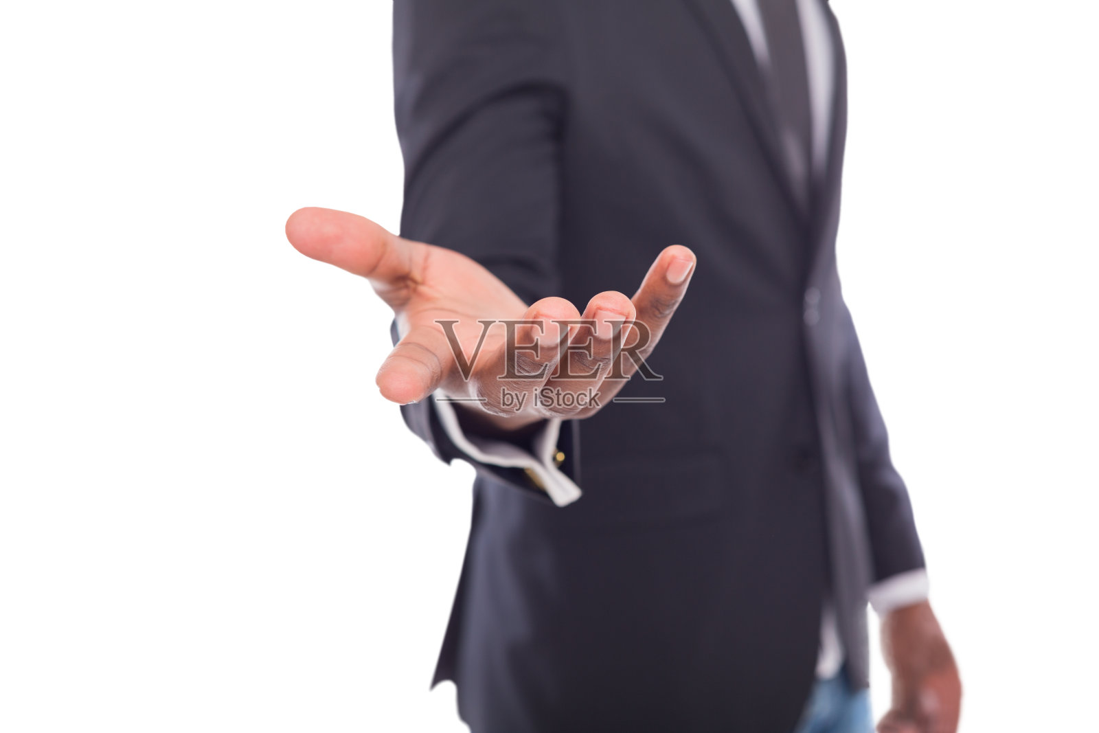 一个面目全非的黑人摊开手掌或伸出手照片摄影图片