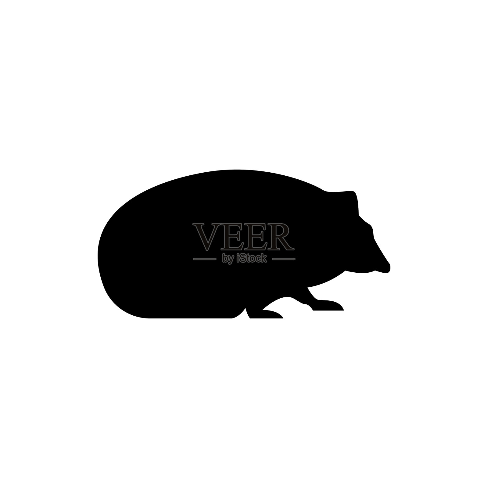 矢量刺猬剪影视图侧面的复古图标，标志，徽章，标签模板复古设计元素。在白色背景上隔离设计元素图片