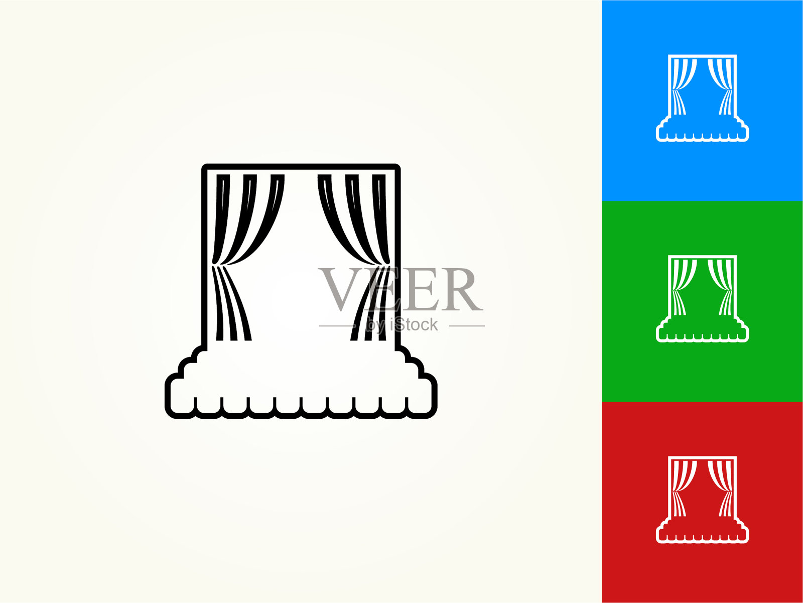 舞台黑色描边线性图标插画图片素材