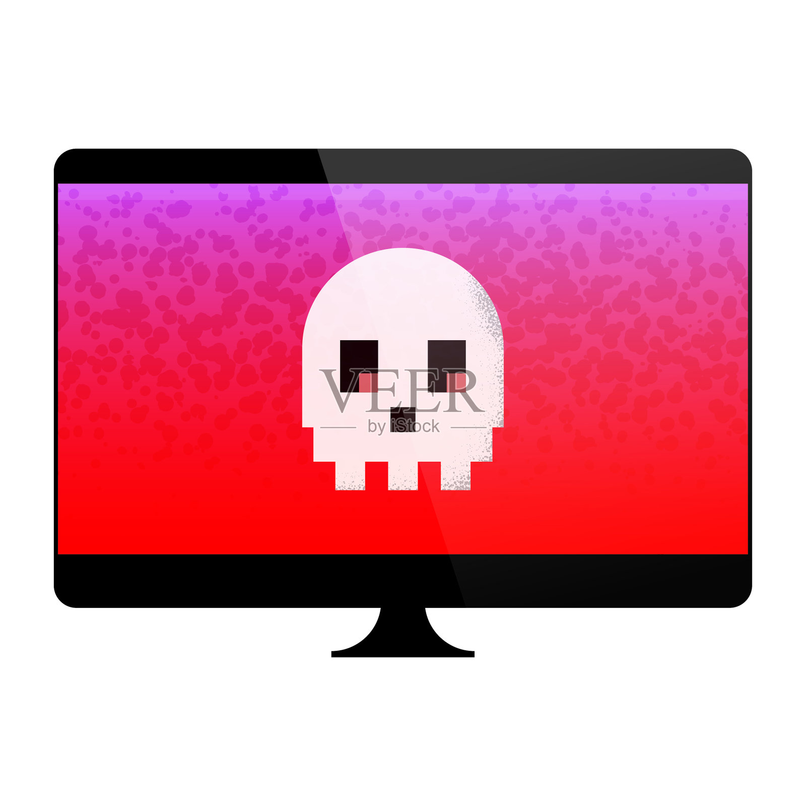 桌面电脑的网络攻击插画图片素材