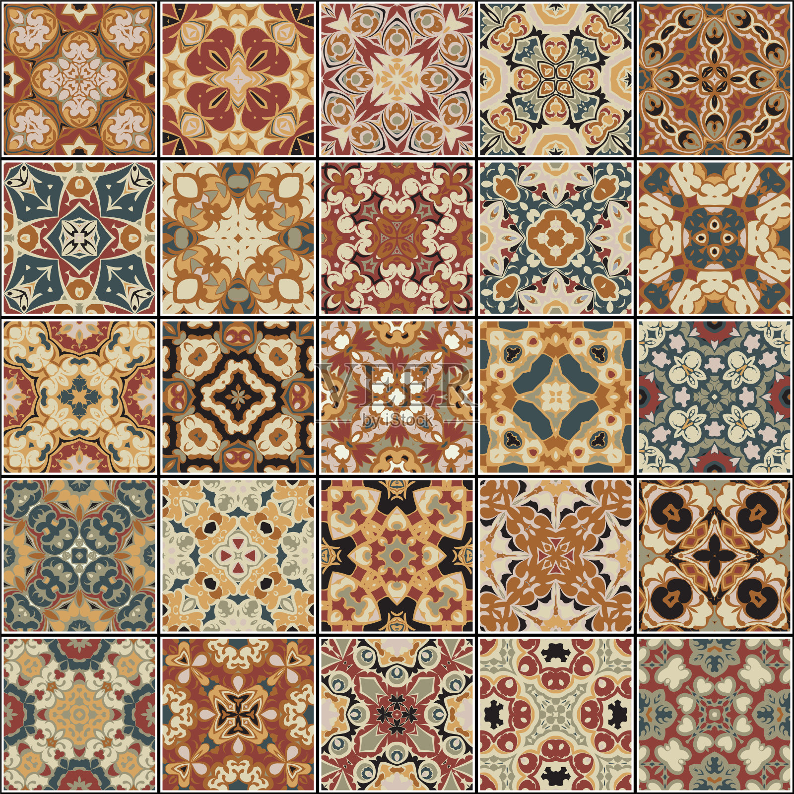 收集不同的复古瓷砖插画图片素材