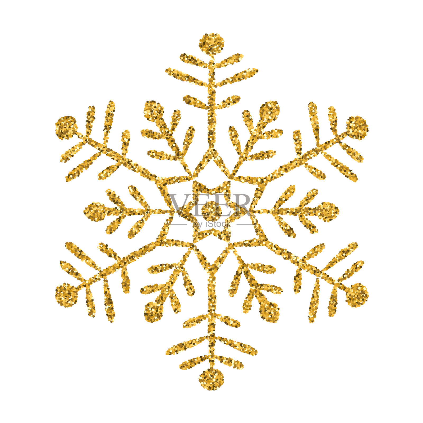 雪花-金色矢量闪闪发光的圣诞装饰在白色的背景插画图片素材