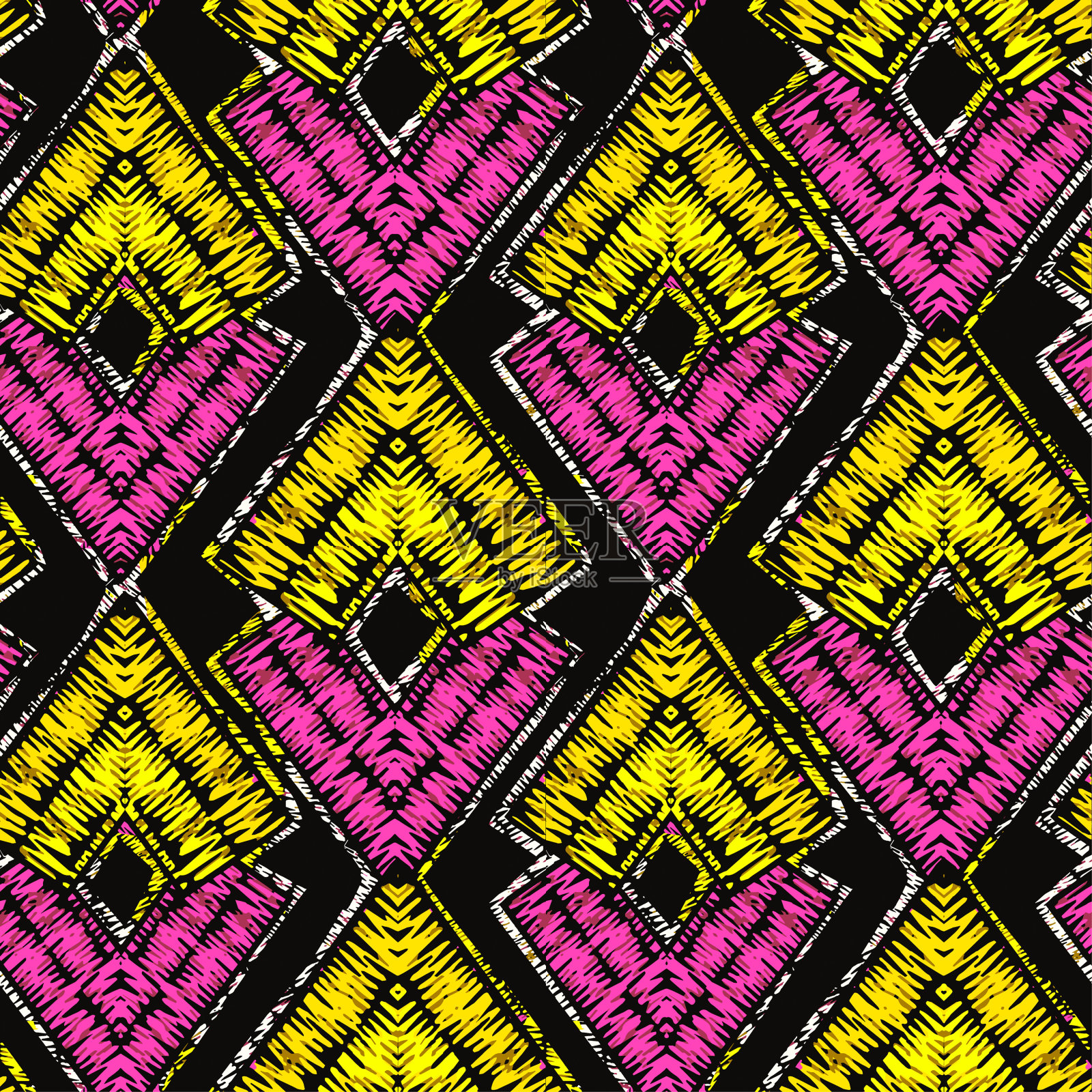 乡村刺绣无缝图案。插画图片素材