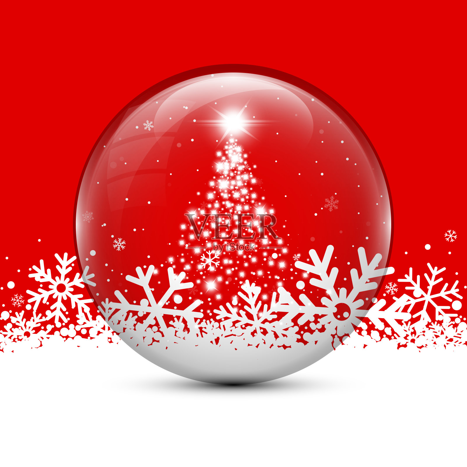 圣诞雪花玻璃球插画图片素材