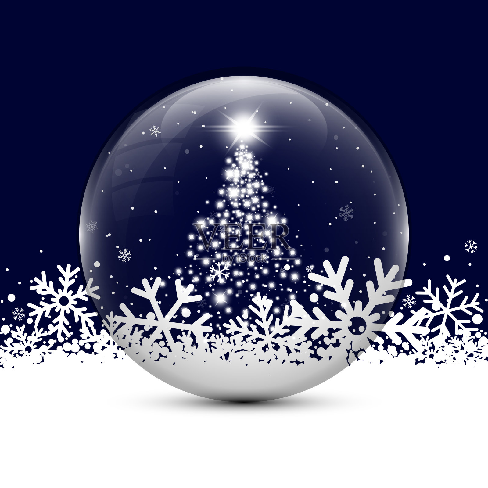 圣诞雪花玻璃球插画图片素材