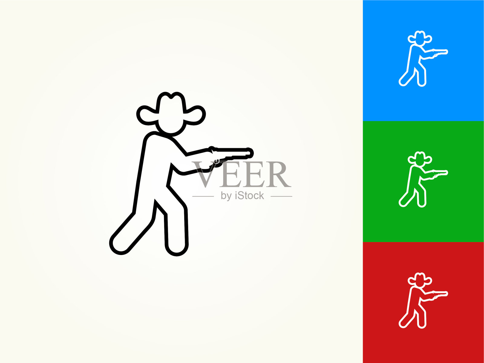 枪手黑色描边线性图标插画图片素材