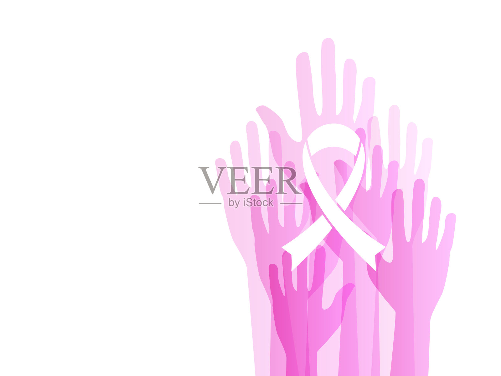 带着意识带的手插画图片素材