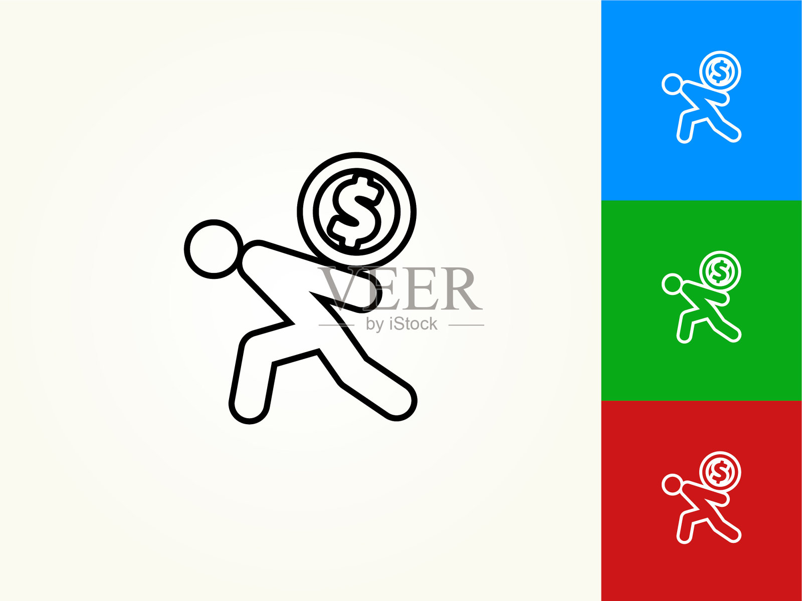 简笔画携带硬币黑色笔画线性图标插画图片素材