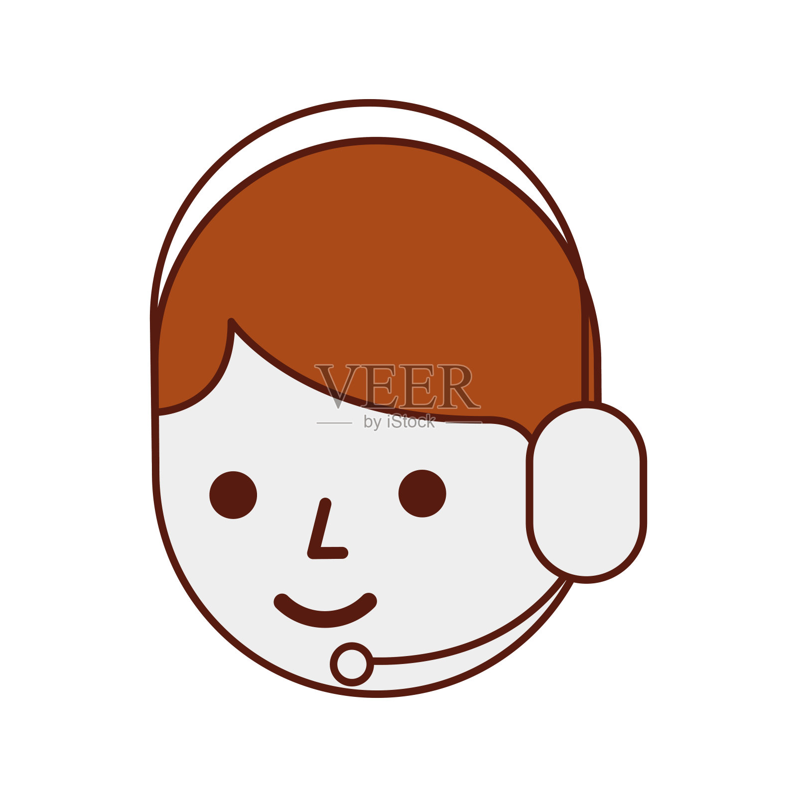 卡通呼叫中心接线员使用耳机麦克风插画图片素材