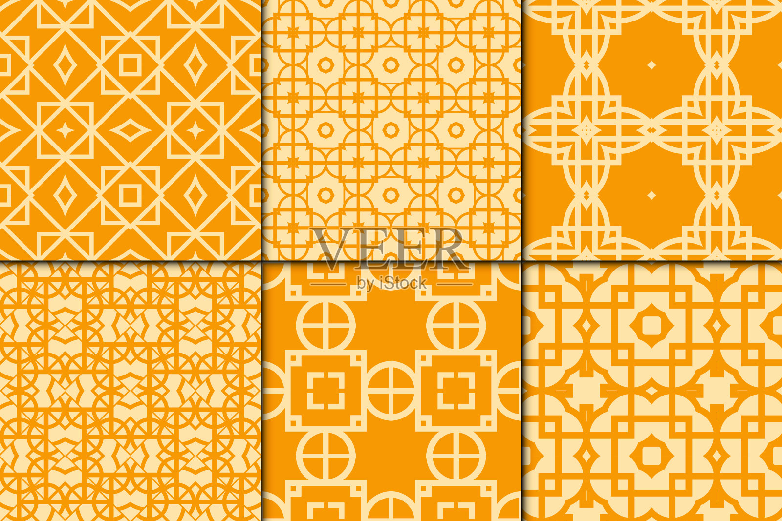 无缝的。美丽的几何装饰。矢量插图。邀请，背景，壁纸。橙色插画图片素材