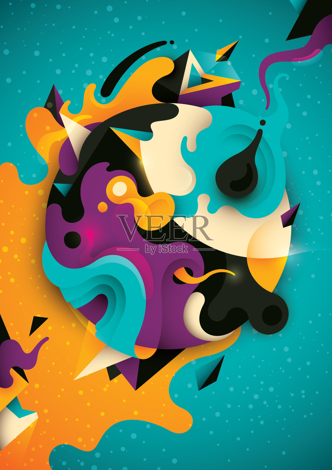 色彩丰富的抽象插图。插画图片素材