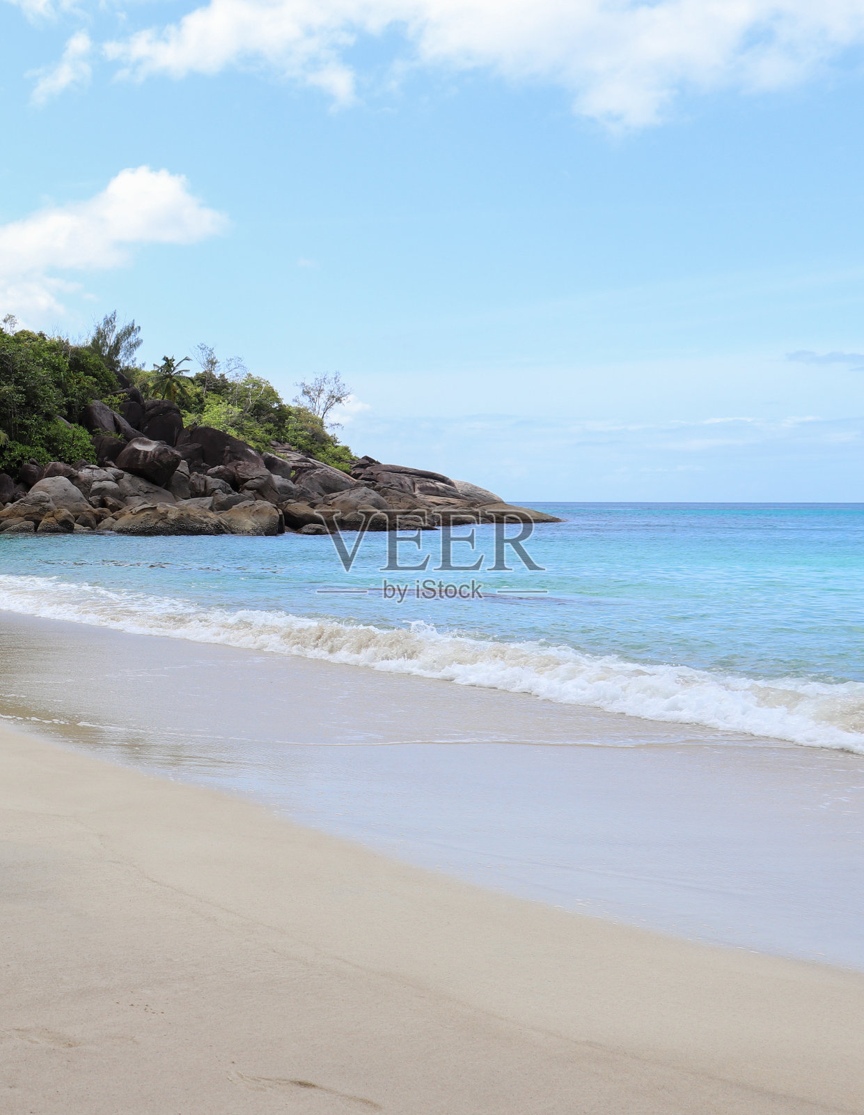 安斯梅杰野生海滩。马埃岛。塞舌尔照片摄影图片