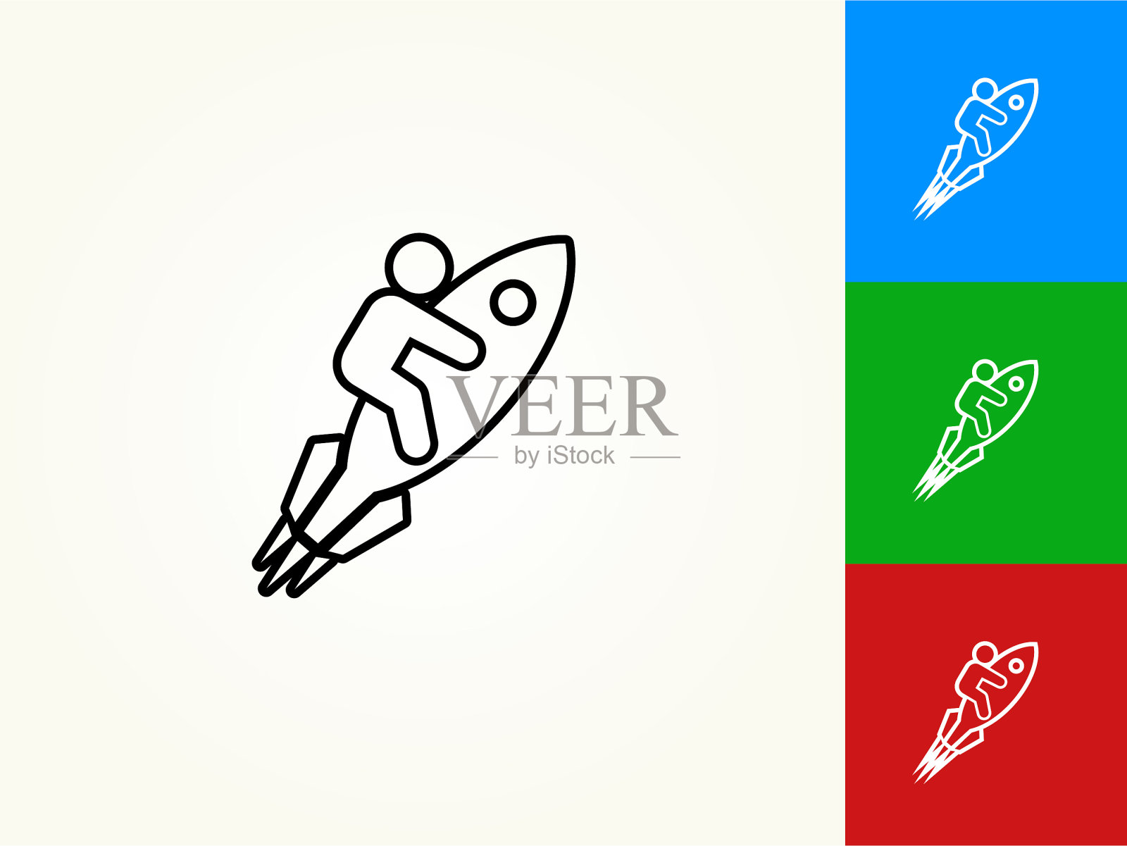 火箭黑色描边线性图标插画图片素材