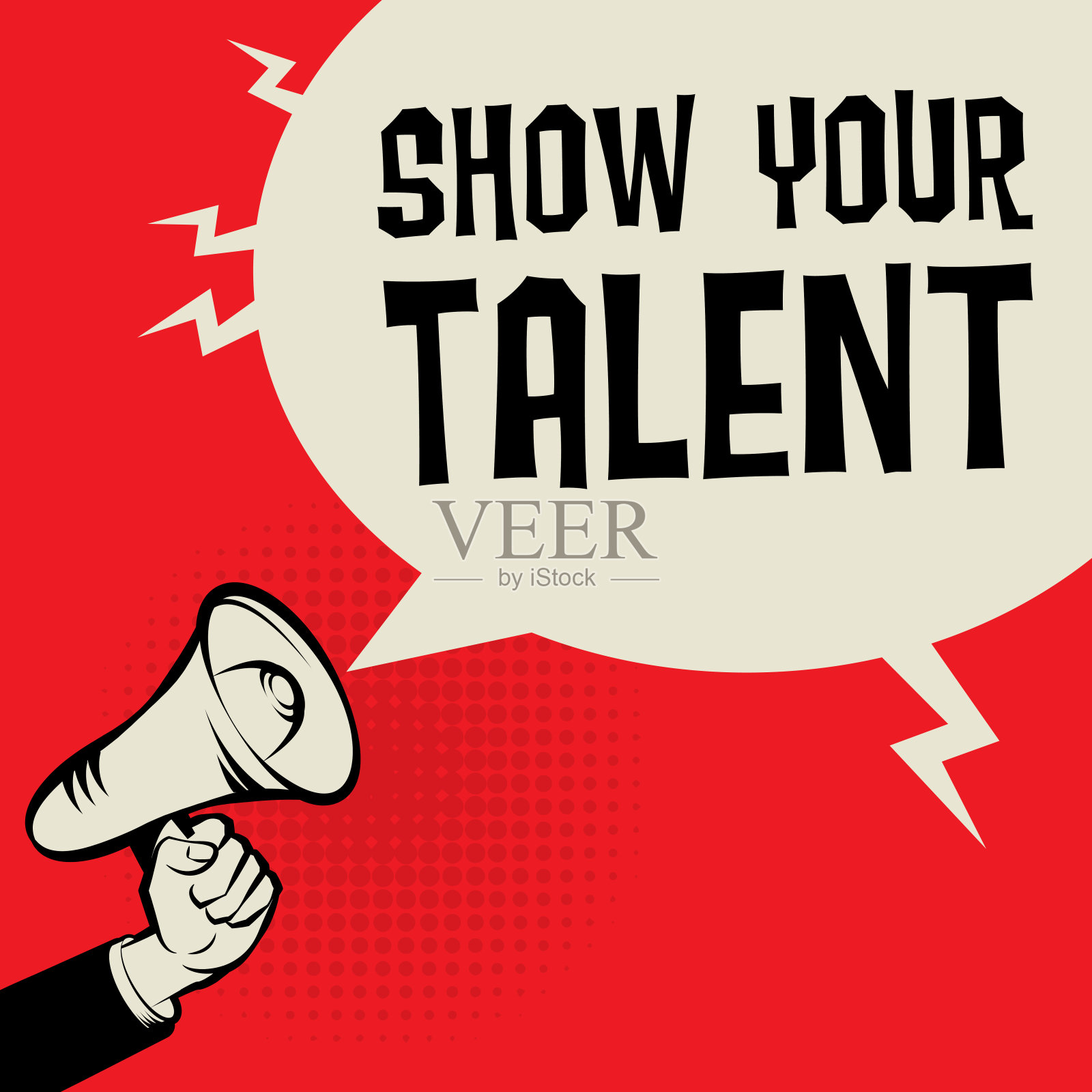 话筒手，用文字展示你的商业理念插画图片素材