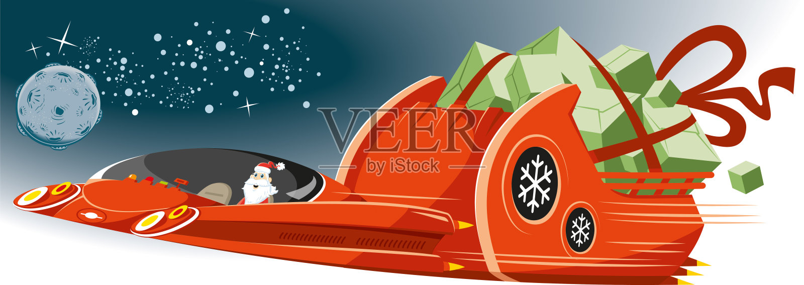 圣诞老人在路上插画图片素材