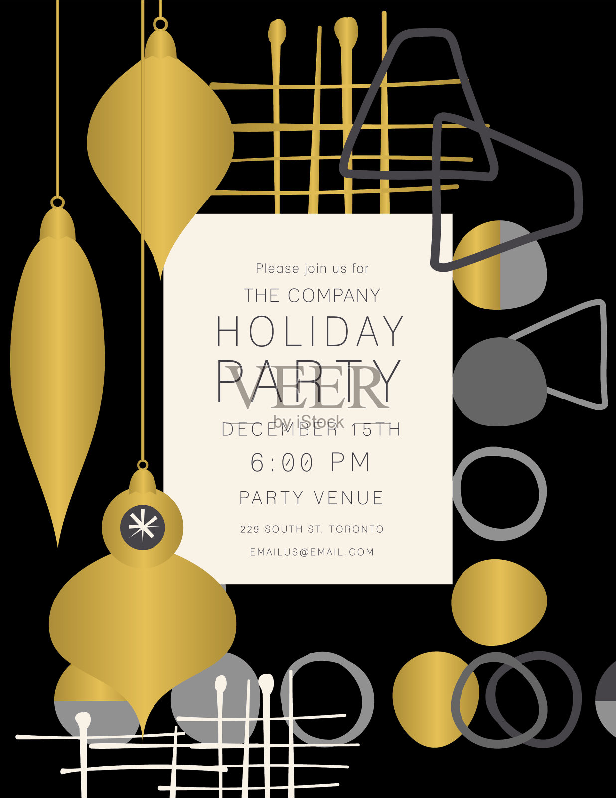 复古中世纪现代风格的假日派对邀请设计模板素材