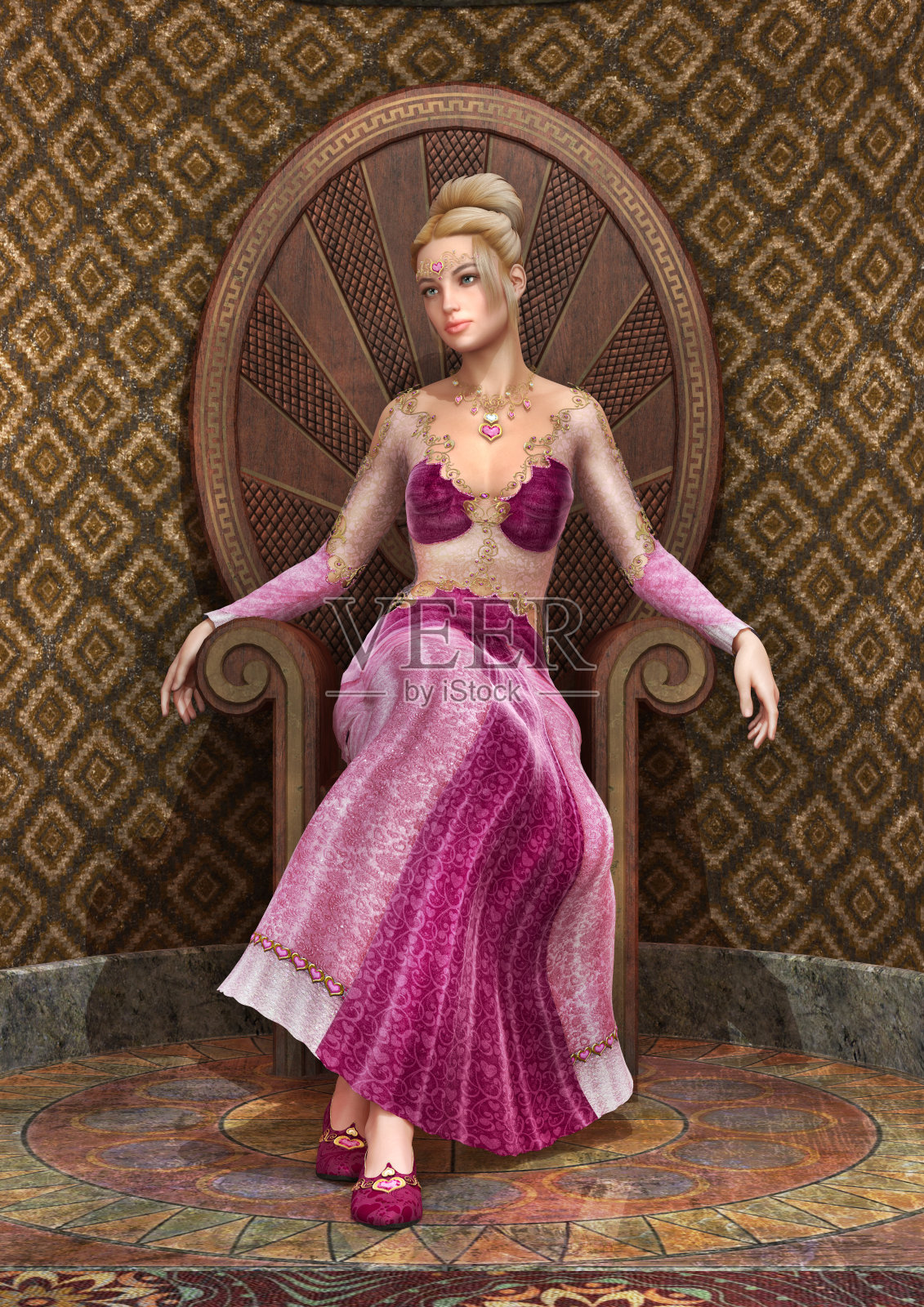 3D渲染美丽的童话公主在白色照片摄影图片