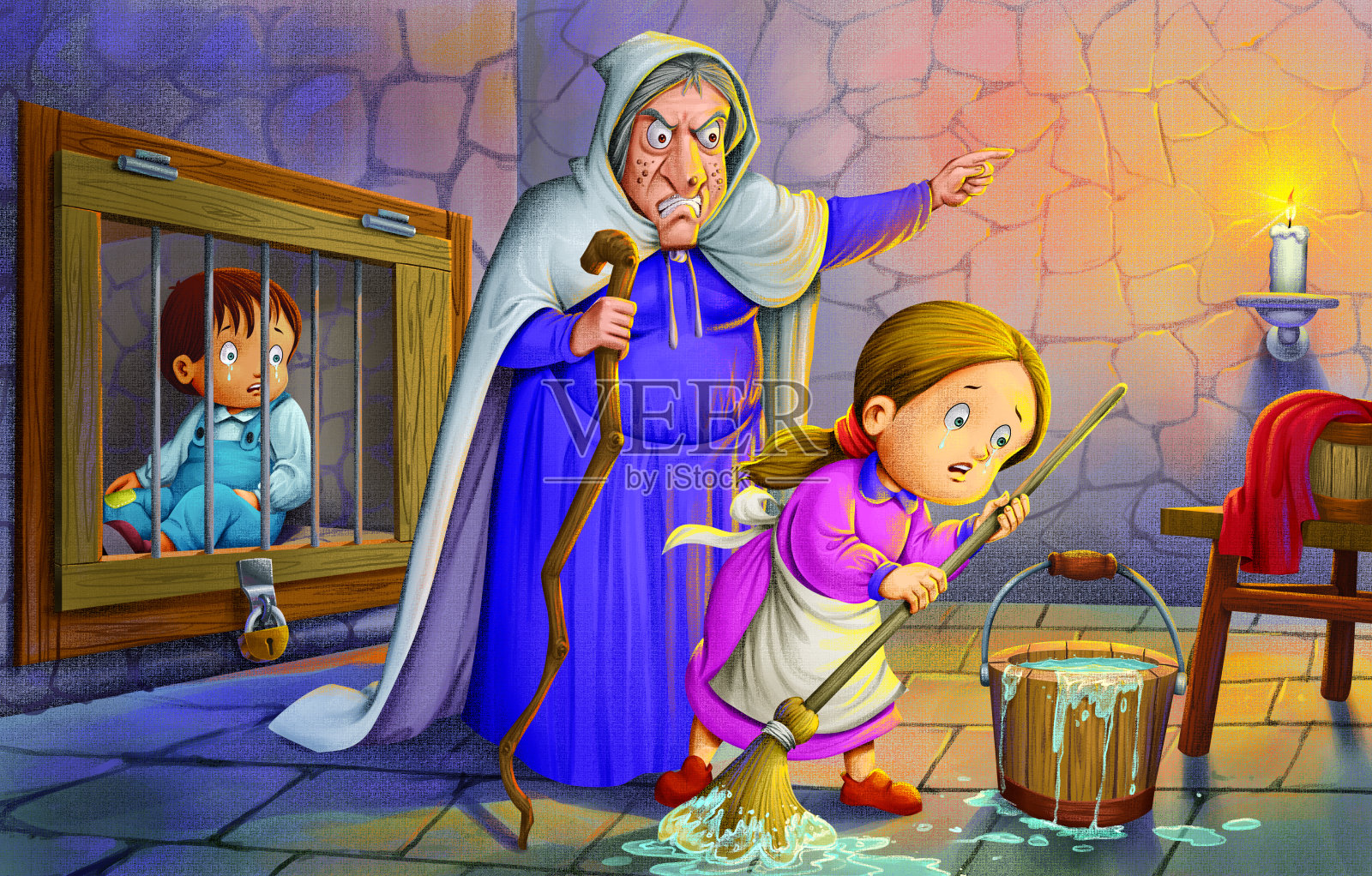 汉斯和格莱特插画图片素材