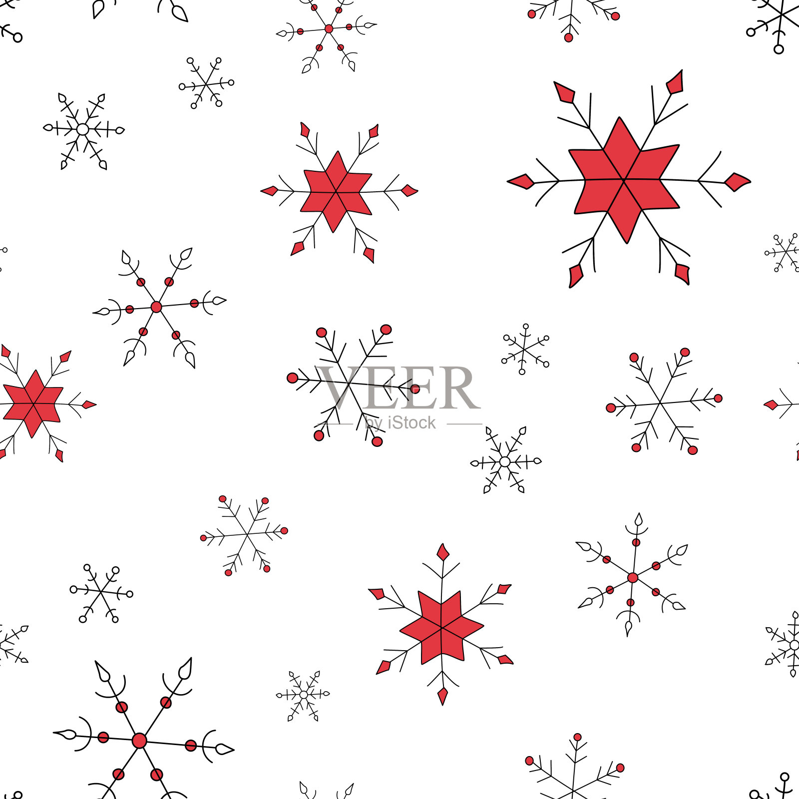 矢量圣诞无缝模式与雪花。插画图片素材